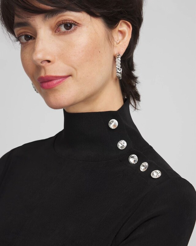 Travelers Mock Neck Diamond Button Tunic - image 4